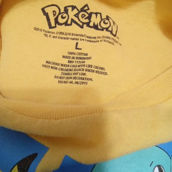 Pokémon Kids Graphic Tee - Pikachu & Kanto Starters - Yellow, Size L - Picture 5 of 5